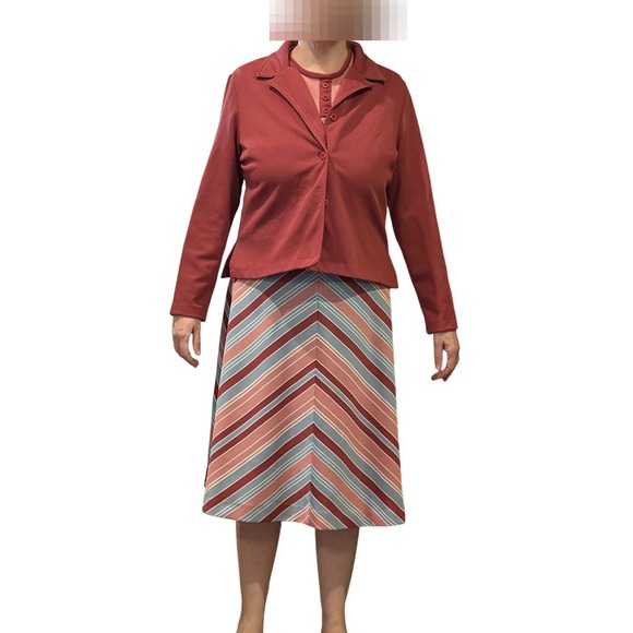 Vintage 70s JCPenney Fashions Dress & Jacket Set Mod Stripe  Retro - Picture 1 of 14